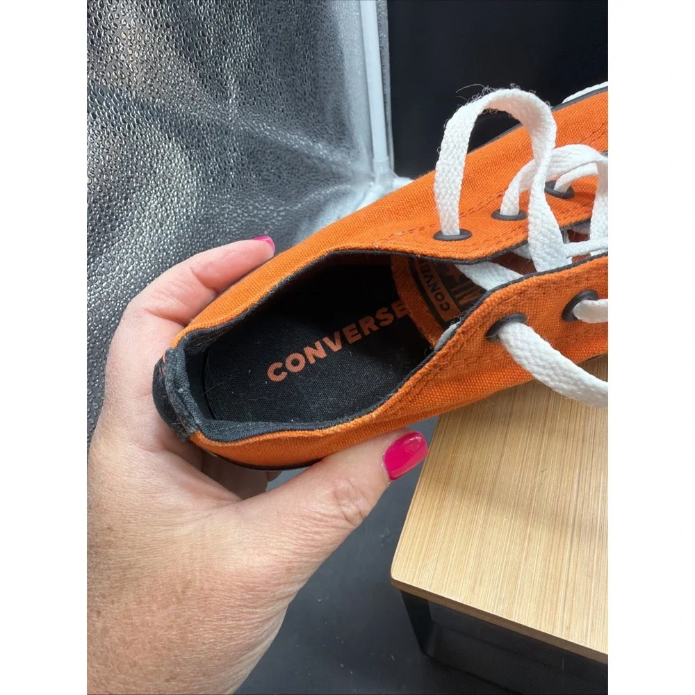 Converse Chuck Taylor All Star Shoes Junior SZ 4 Orange & Black Low Top Canvas